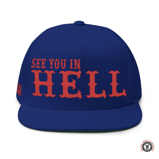 See You in Hell Baseball Hat Embroidered Flat Bill Cap Support 81