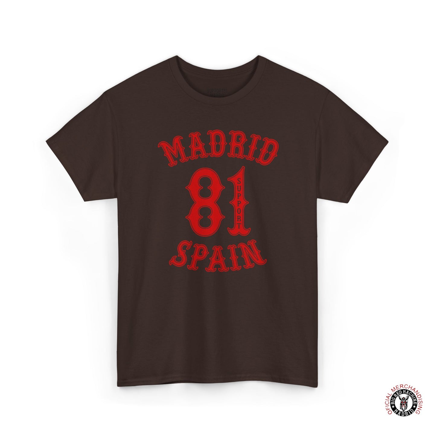 Support 81 Madrid Spain Graphic T-Shirt - Biker Patch Streetwear Tee