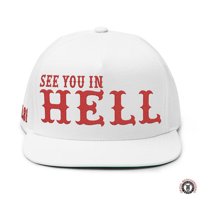 See You in Hell Baseball Hat Embroidered Flat Bill Cap Support 81