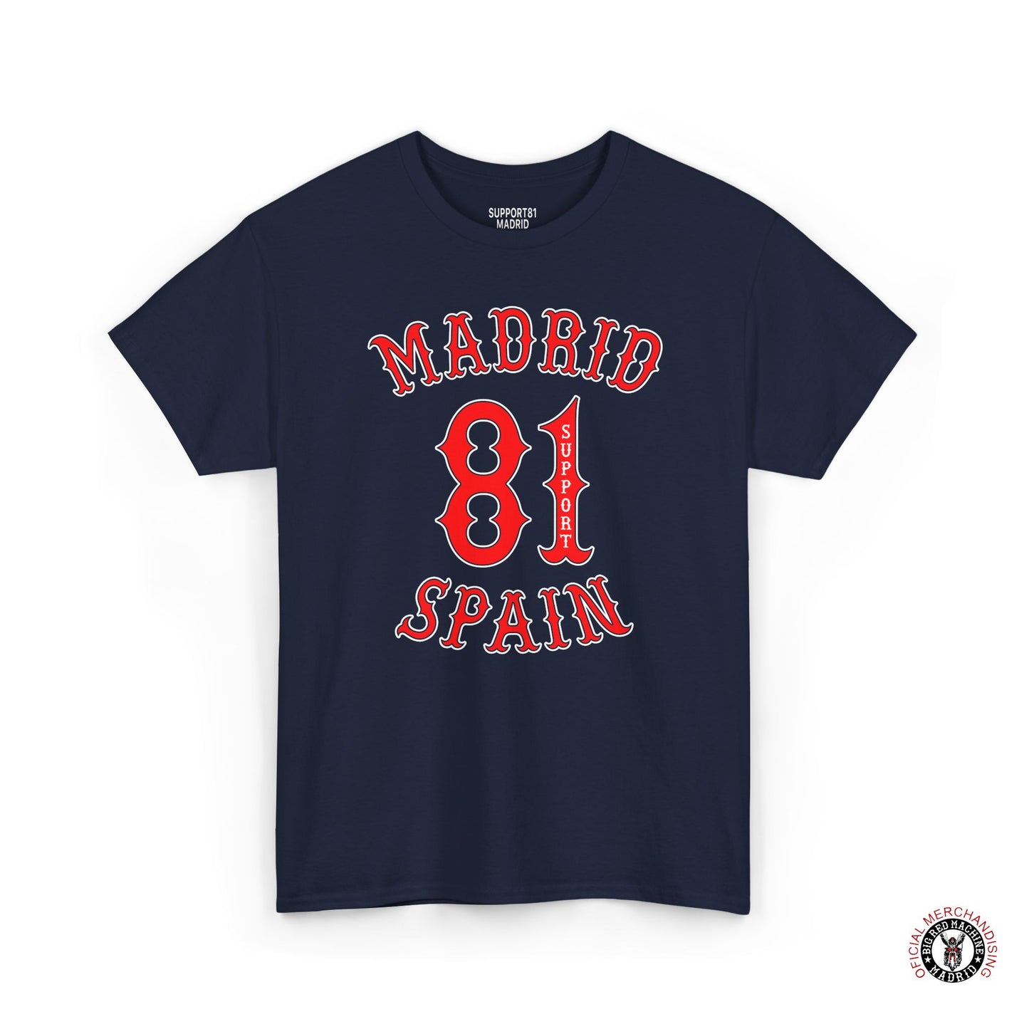 Support 81 Madrid Spain Heavy Cotton T-Shirt - Motorcycle Club Tee For Him