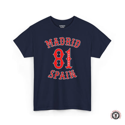 Support 81 Madrid Spain Heavy Cotton T-Shirt - Motorcycle Club Tee For Him