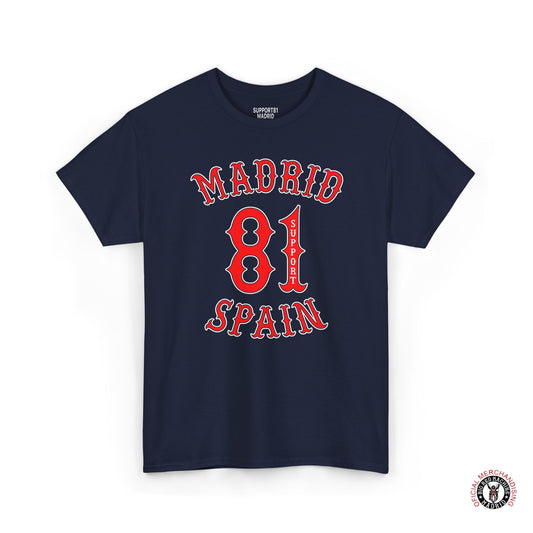 Support 81 Madrid Spain Heavy Cotton T-Shirt - Motorcycle Club Tee For Him