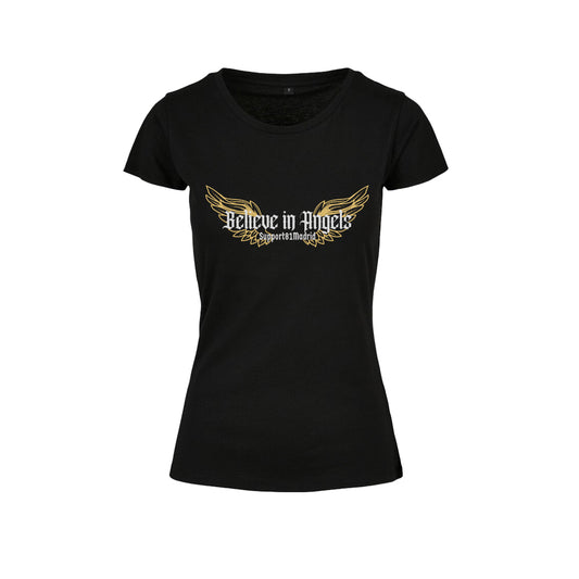 Believe in Angels Oro y Plata - Camiseta con cuello redondo mujer