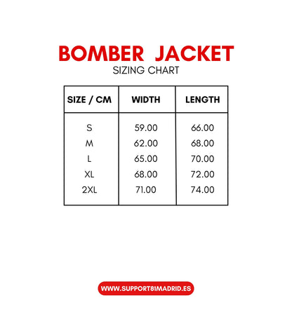 Chaqueta bomber de invierno con bordado de Patch Support 81 en rojo y blanco