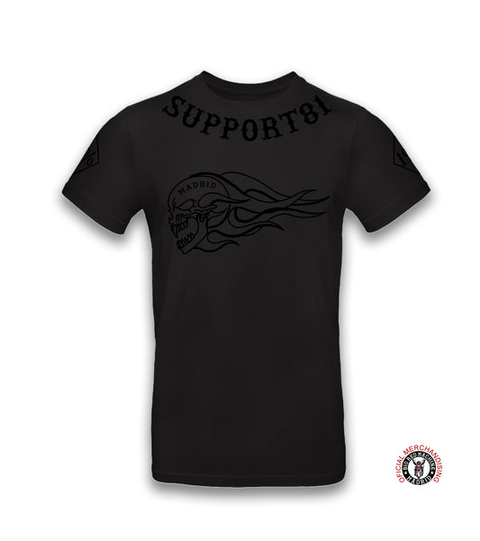 Camiseta negra de hombre con de calaveras Support 81 con impresion en pecho de color negro