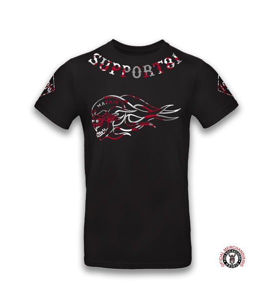 Support 81 Camouflage Skull Rider Black Shirt - Hells Angels Madrid