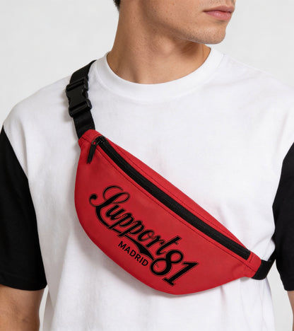 Support 81 Fanny Pack Vintage Dark Red | 2 Pocket Urban Waist Bag | Black Vintage Design | Riñoneras