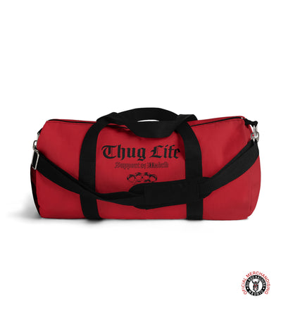 Support 81 Small Duffel Bag for Travel,  Support 81 Thug Life Black Design, Gym Duffel Bag, Biker Travel Bag, Dark Red Duffel Bags
