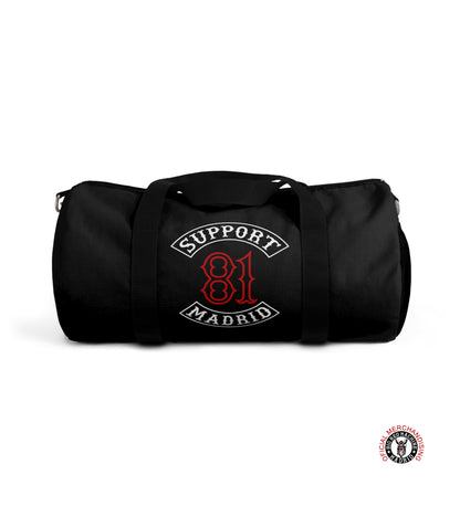 Support 81 Small Duffel Bag for Travel, Support 81 Patch Design, Gym Duffel Bag, Biker Travel Bag, Black Duffel Bags