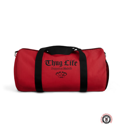 Support 81 Small Duffel Bag for Travel,  Support 81 Thug Life Black Design, Gym Duffel Bag, Biker Travel Bag, Dark Red Duffel Bags
