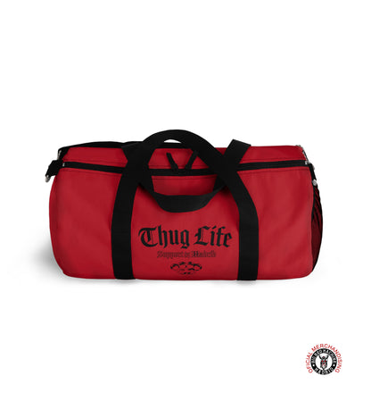Support 81 Small Duffel Bag for Travel,  Support 81 Thug Life Black Design, Gym Duffel Bag, Biker Travel Bag, Dark Red Duffel Bags
