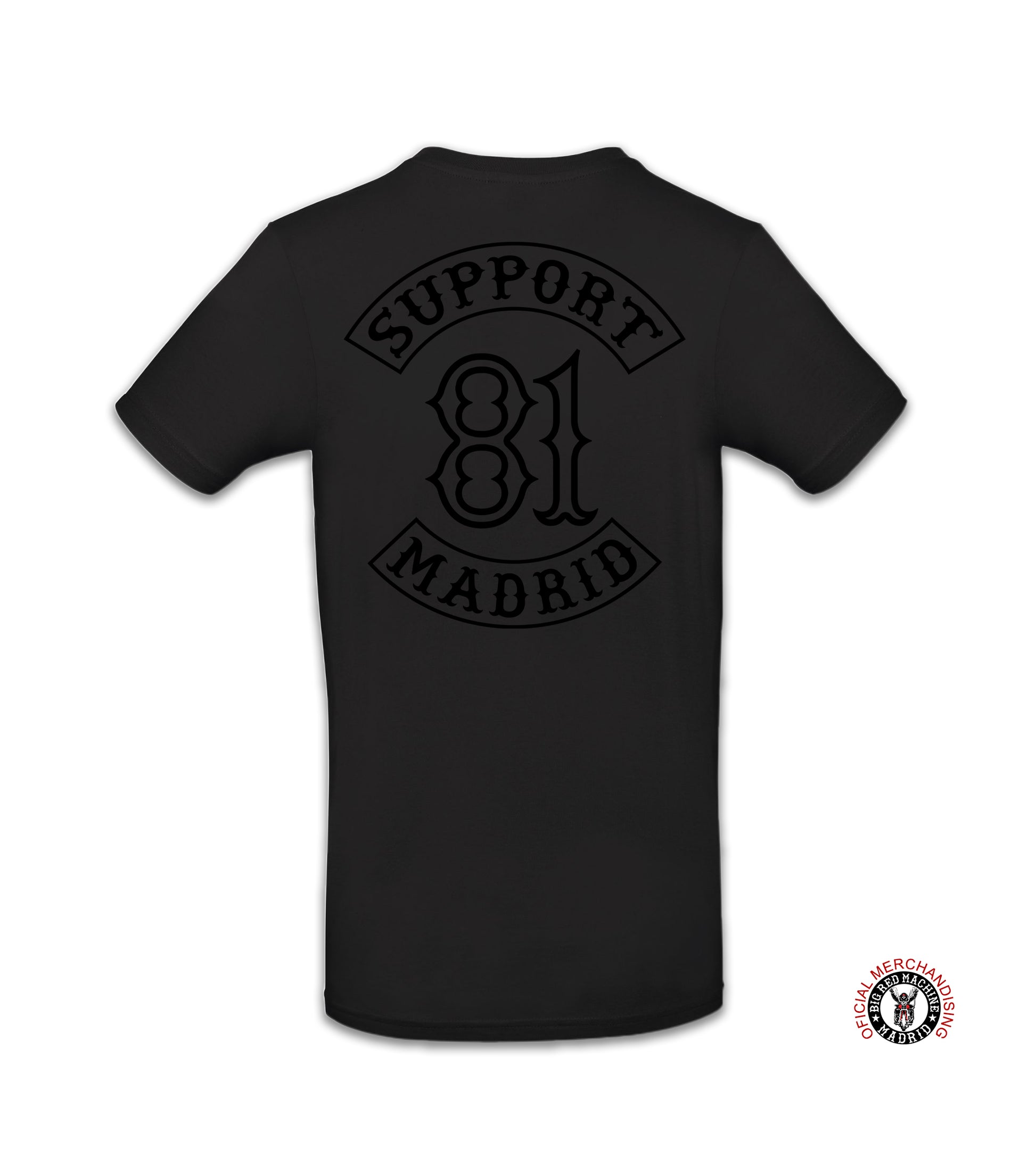 Camiseta negra de support 81 con diseño patch support 81 madrid en color negro