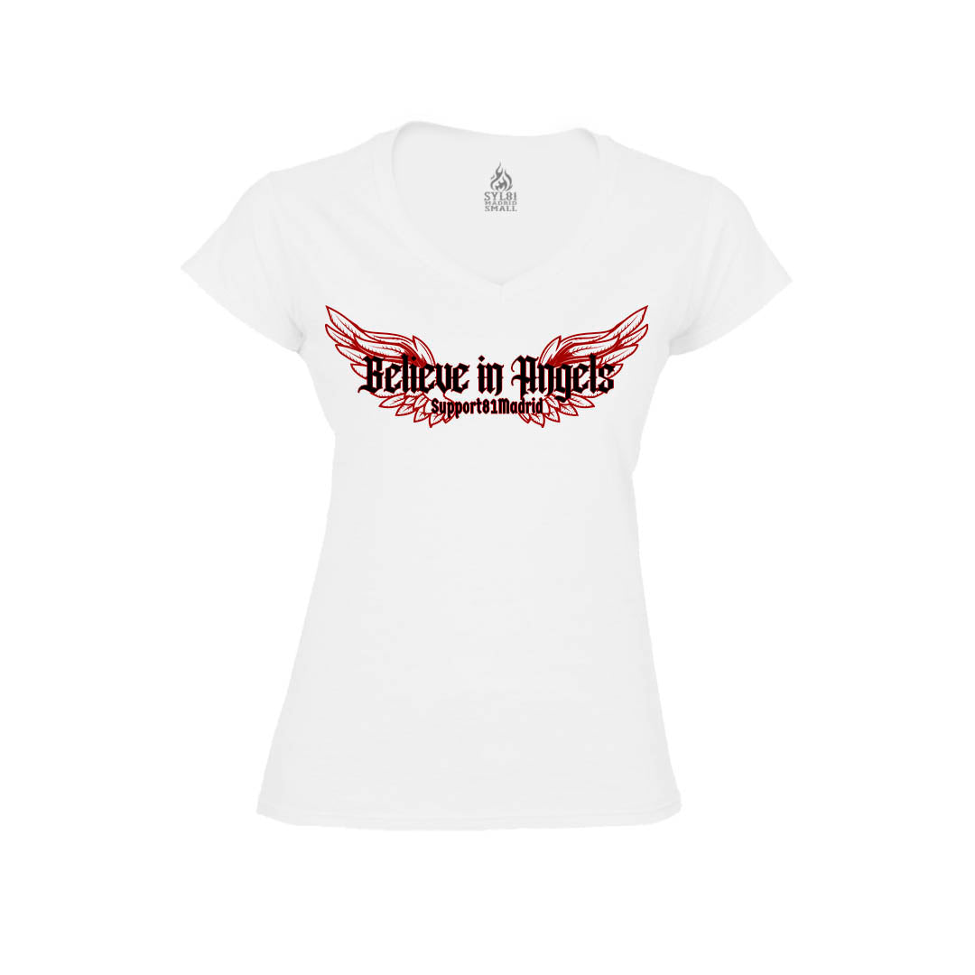 Believe in Angels - Camiseta cuello de pico mujer