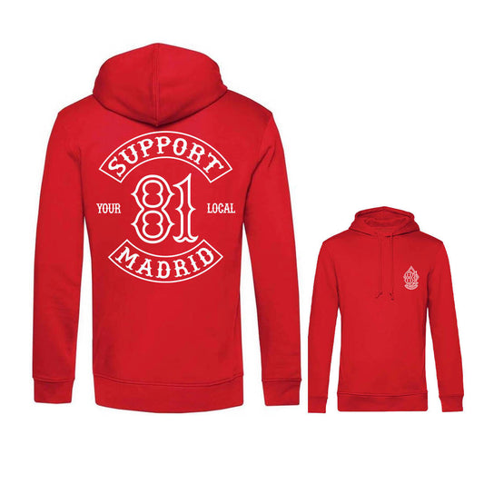 Support81 Patchwork - Red Hooded Sweatshirt